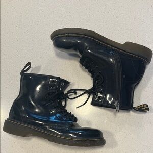 Dr. Martens Kids Patent Black Boots, size US 3